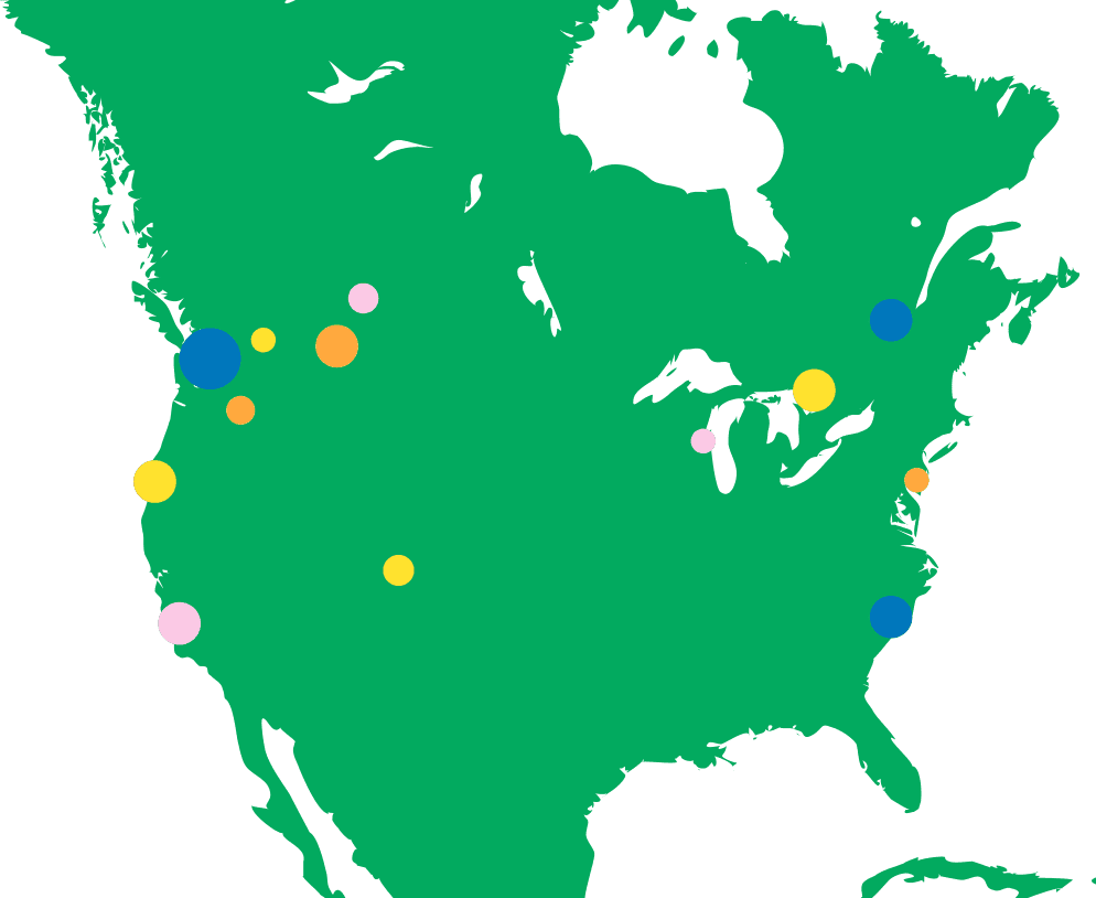 map of pedalheads locations in usa and canada