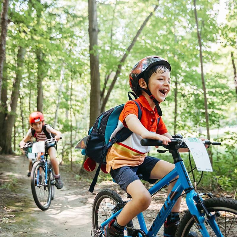 slider 2 kid riding in trail camp in portland denver colorado